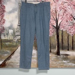 AG Adriano Goldschmied Tristan blue chambray tailored trousers pants sz 25 EUC